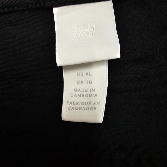 H&M Blouse women XL,Black polka dot puff sleeve Sweetheart collar top - Picture 4 of 5